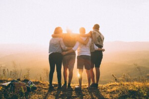 Group of women linking arms